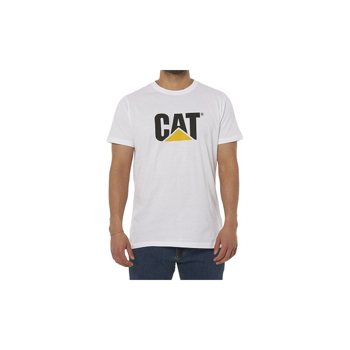 Caterpillar Clothing South Africa - Cat Men's Original Logo T-Shirts White EV4012398